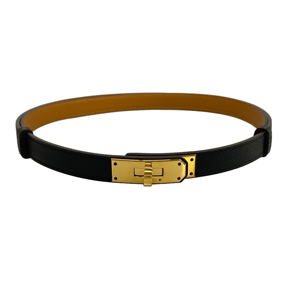 Hermes Kelly Black Veau Epsom U Belt #363480H19B